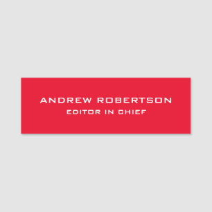 Red Colour Plain Elegant Minimalist Simple Name Tag