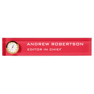 Red Colour Plain Elegant Minimalist Simple Nameplate