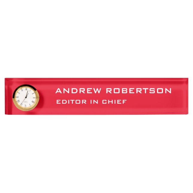 Red Colour Plain Elegant Minimalist Simple Nameplate (Front)