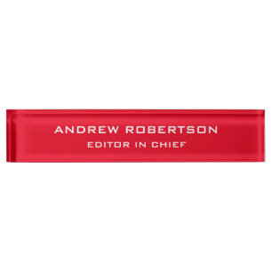 Red Colour Plain Elegant Minimalist Simple Nameplate