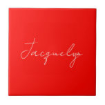Red Colour Plain Elegant Modern Minimalist Name Tile<br><div class="desc">Represent yourself with this modern,  elegant design. This template can be customised to meet all professional occupations.</div>