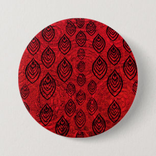 Red colour rain / water drops shapes pattern 7.5 cm round badge