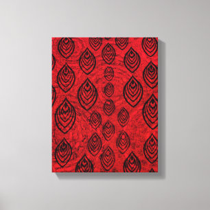 Red colour rain / water drops shapes pattern canvas print