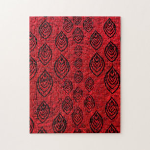 Red colour rain / water drops shapes pattern jigsaw puzzle