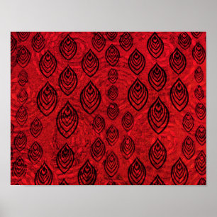 Red colour rain / water drops shapes pattern poster