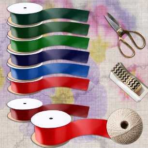Red Colour solid minimalist Festive Satin Ribbon