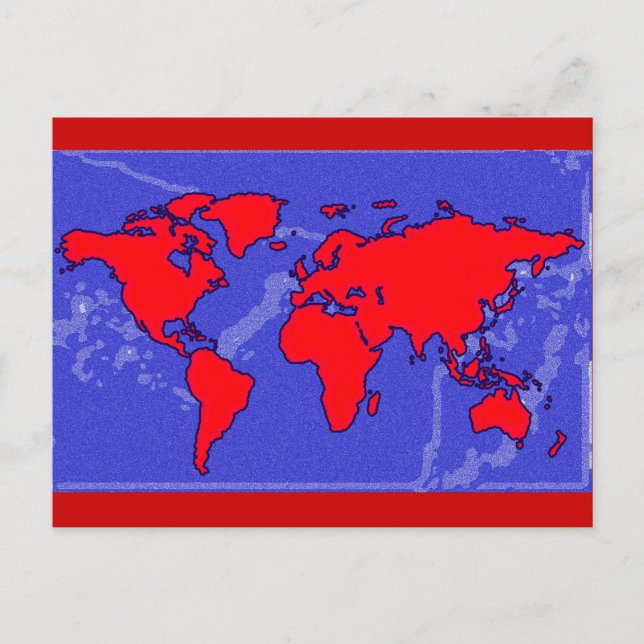 red colour world map postcard (Front)
