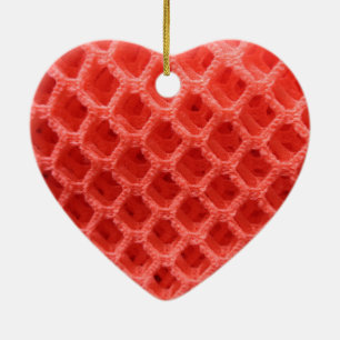 Red Coloured Crochet Fabric Look Ceramic Tree Decoration