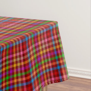 Red Colourful Gingham Plaid Pattern Tablecloth