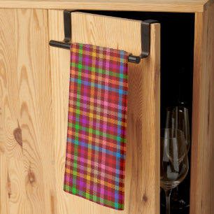 Red Colourful Gingham Plaid Pattern  Tea Towel