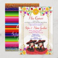 Red Colourful Mexican Floral Twin Quinceañera