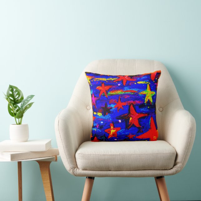 Red Colourful Stars. Buy Now Cushion (Chair)