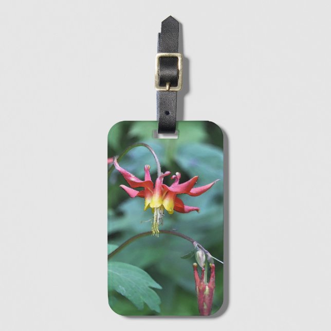 Red Columbine Luggage Tag (Front Vertical)