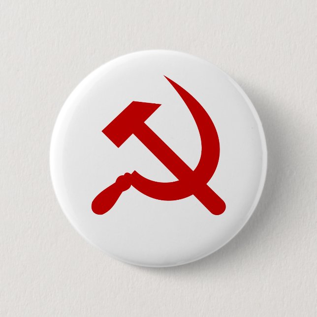 Red Communism hammer and sickle 6 Cm Round Badge (Front)
