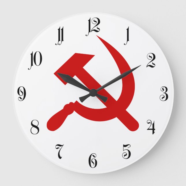 Red Communism hammer and sickle Large Clock (Front)