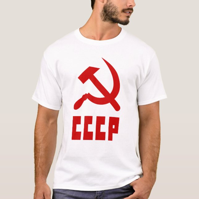 Red Communist CCCP Russian Hammer and Sickle T-Shirt (Front)