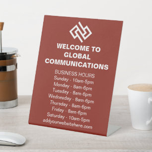 Red Company Custom Business Hours Store Pedestal Sign