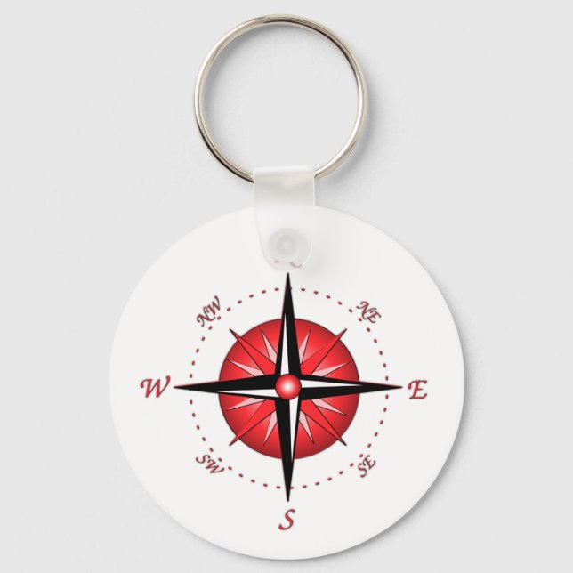 Red Compass Rose Key Ring (Front)