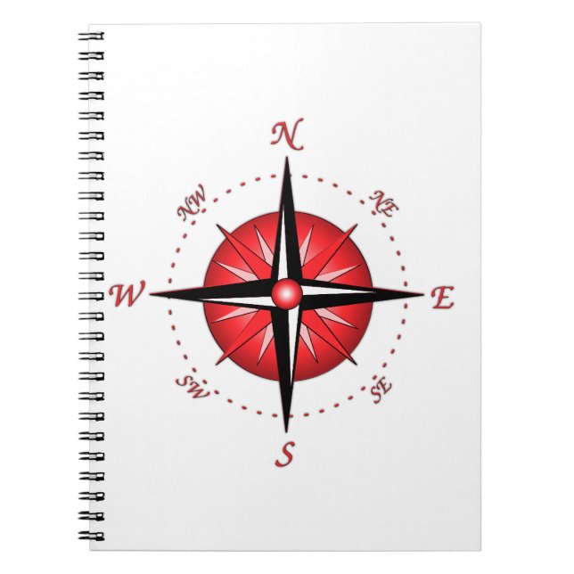 Red Compass Rose Spiral Notebook (Front)