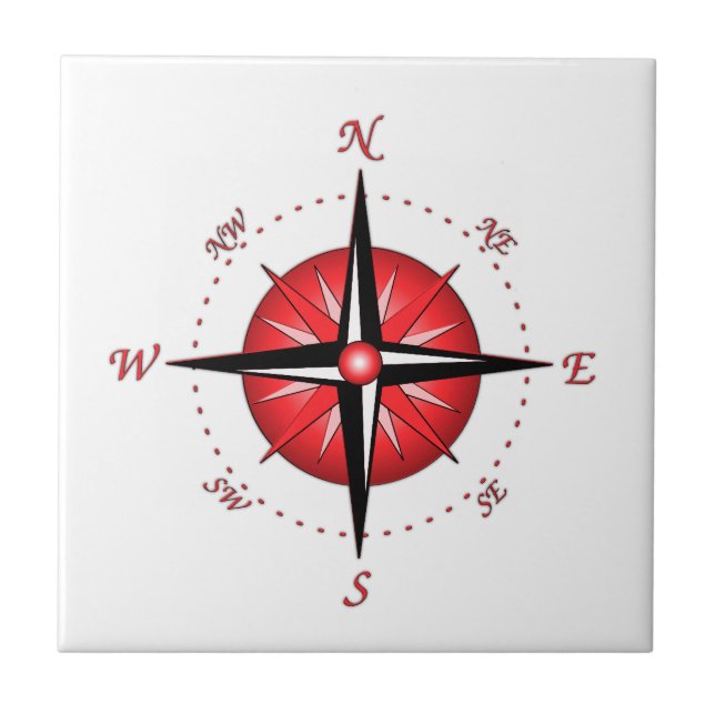 Red Compass Rose Tile (Front)