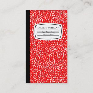 red composition book business card