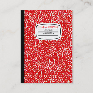 red composition book business card