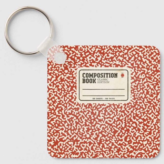 Red Composition Notebook Keychain (Front)