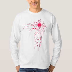 Red Computer CPU Core Heart Geek  T-Shirt