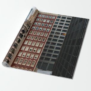 RED CONCRETE HIGH-RISE BUILDING WRAPPING PAPER