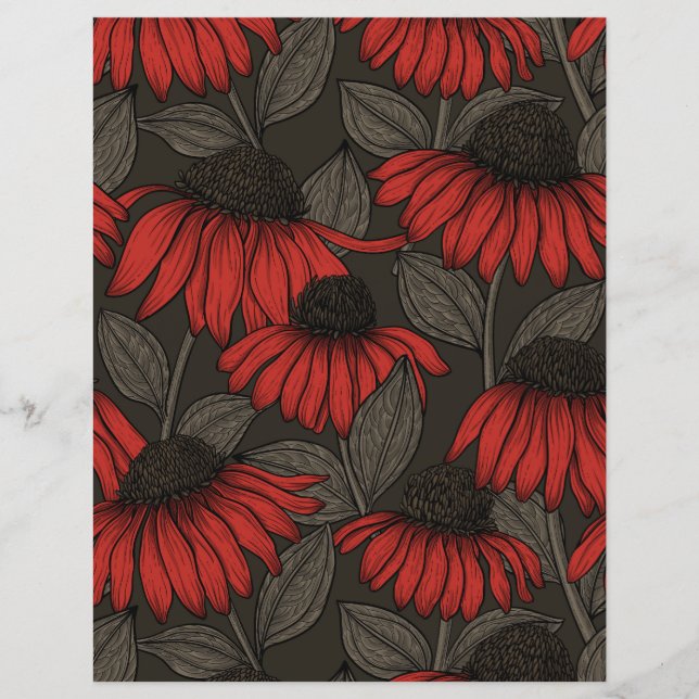Red coneflowers on brown (Front)