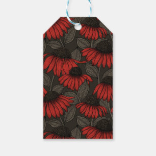 Red coneflowers on brown gift tags