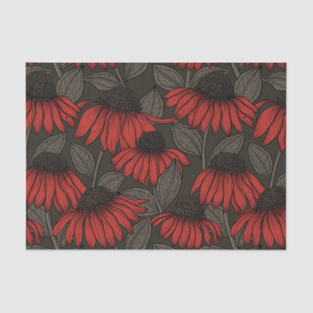 Red coneflowers on brown tissue paper (Front)