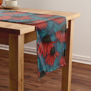 Red coneflowers short table runner