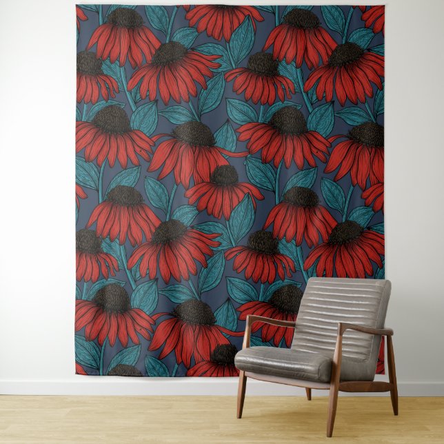 Red coneflowers tapestry (In Situ)