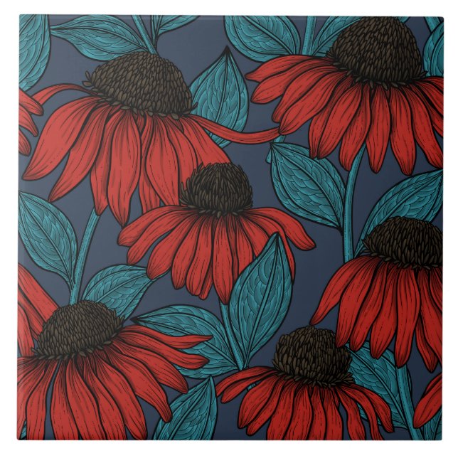 Red coneflowers tile (Front)