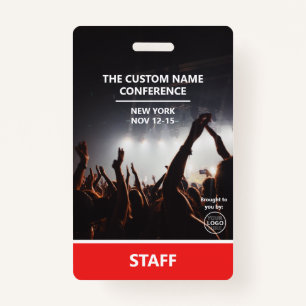 Red Conference Staff Access Pass QR Code Custom ID Badge