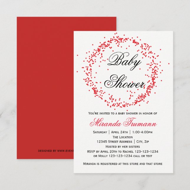 Red Confetti - 3x5 Baby Shower Invitation (Front/Back)