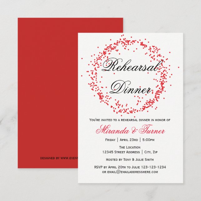 Red Confetti - 3x5 Rehearsal Dinner Invitation (Front/Back)