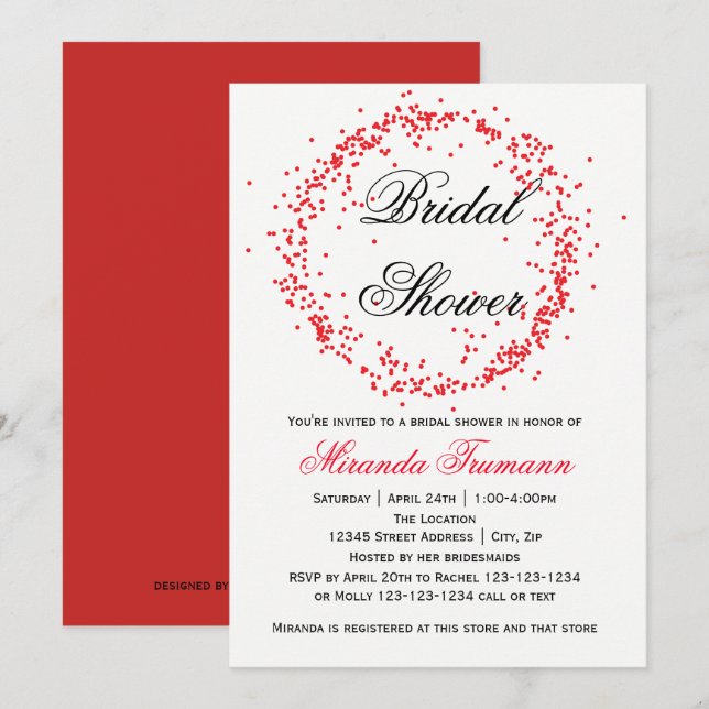 Red Confetti - Bridal Shower Invitation (Front/Back)
