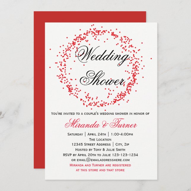 Red Confetti - Couple's Wedding Shower Invitation (Front/Back)