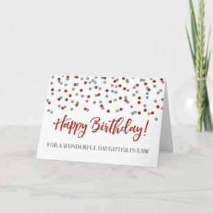Red Confetti Daughter in Law Birthday Card