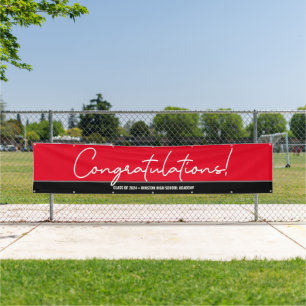 Red Congratulations Class of 2024 Grads Banner