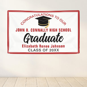 Red Congratulations Graduate Customised Party Banner