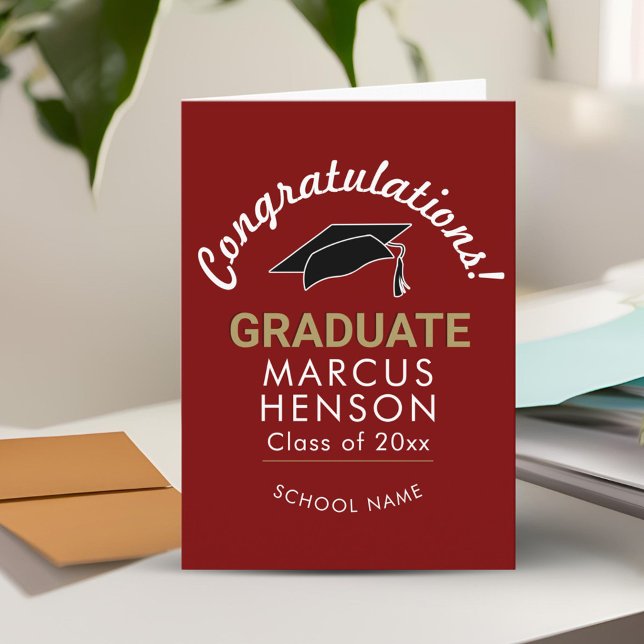 Red Congratulations Graduate Graduation Cap Card (Creator Uploaded)