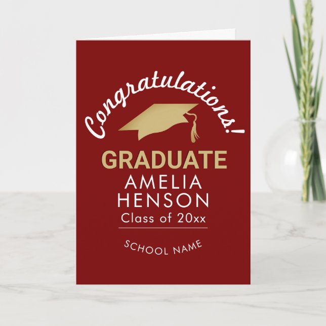 Red Congratulations Graduate Graduation Cap Card (Front)