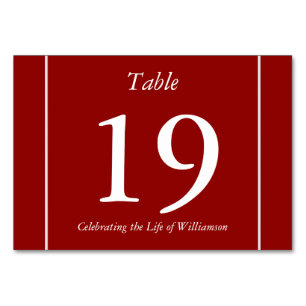 Red, Conservative, Low-Key Table Number Card