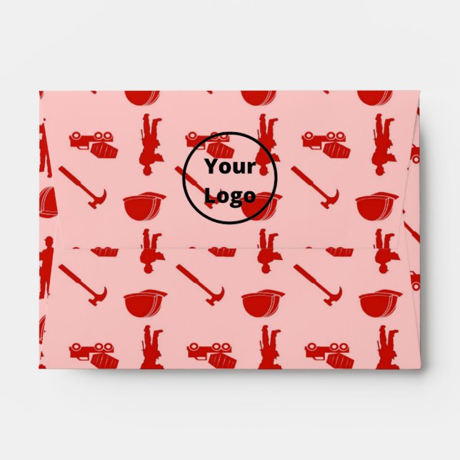 Red construction business pattern envelope (Back (Top Flap))