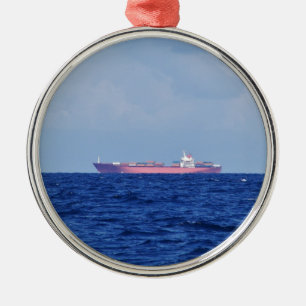 Red Container Ship Metal Tree Decoration