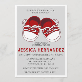 Red Converse Sneaker Shoes Baby Shower Invitation