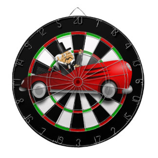 Red convertible sports car dartboard